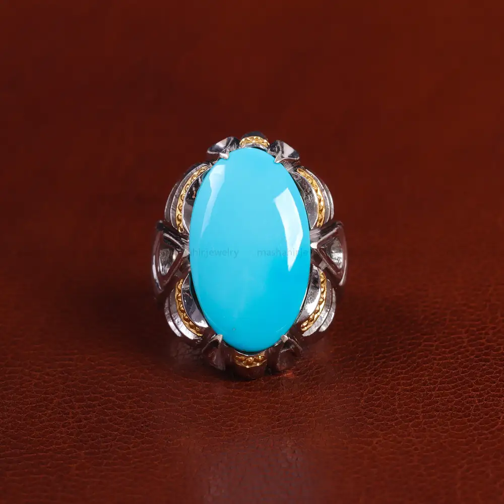 انگشتر فیروزه عجمی مردانه کد 23503