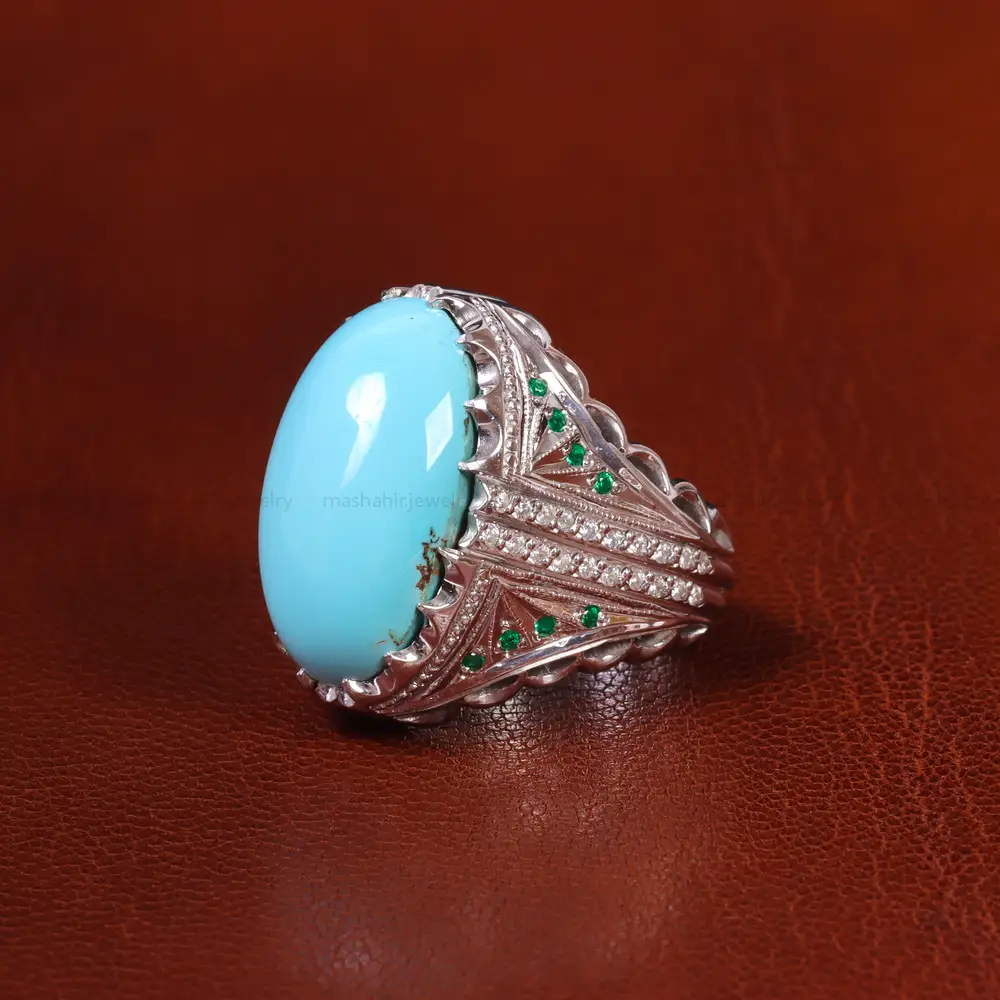 انگشتر فیروزه عجمی مردانه کد 23179