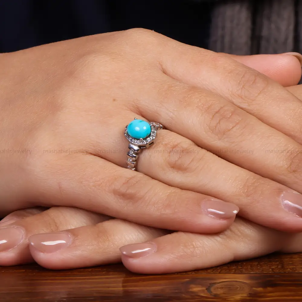 انگشتر فیروزه عجمی زنانه کد 24577