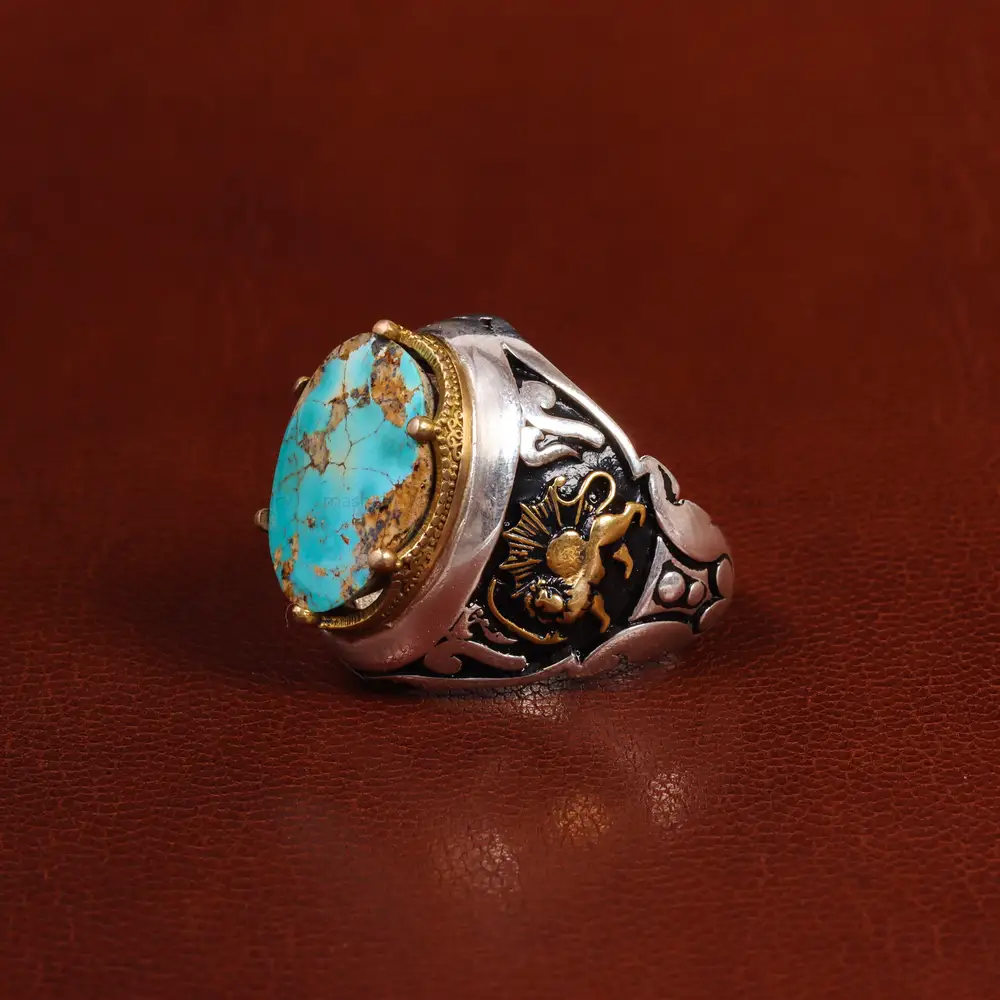 انگشتر فیروزه شجری مردانه کد 25155
