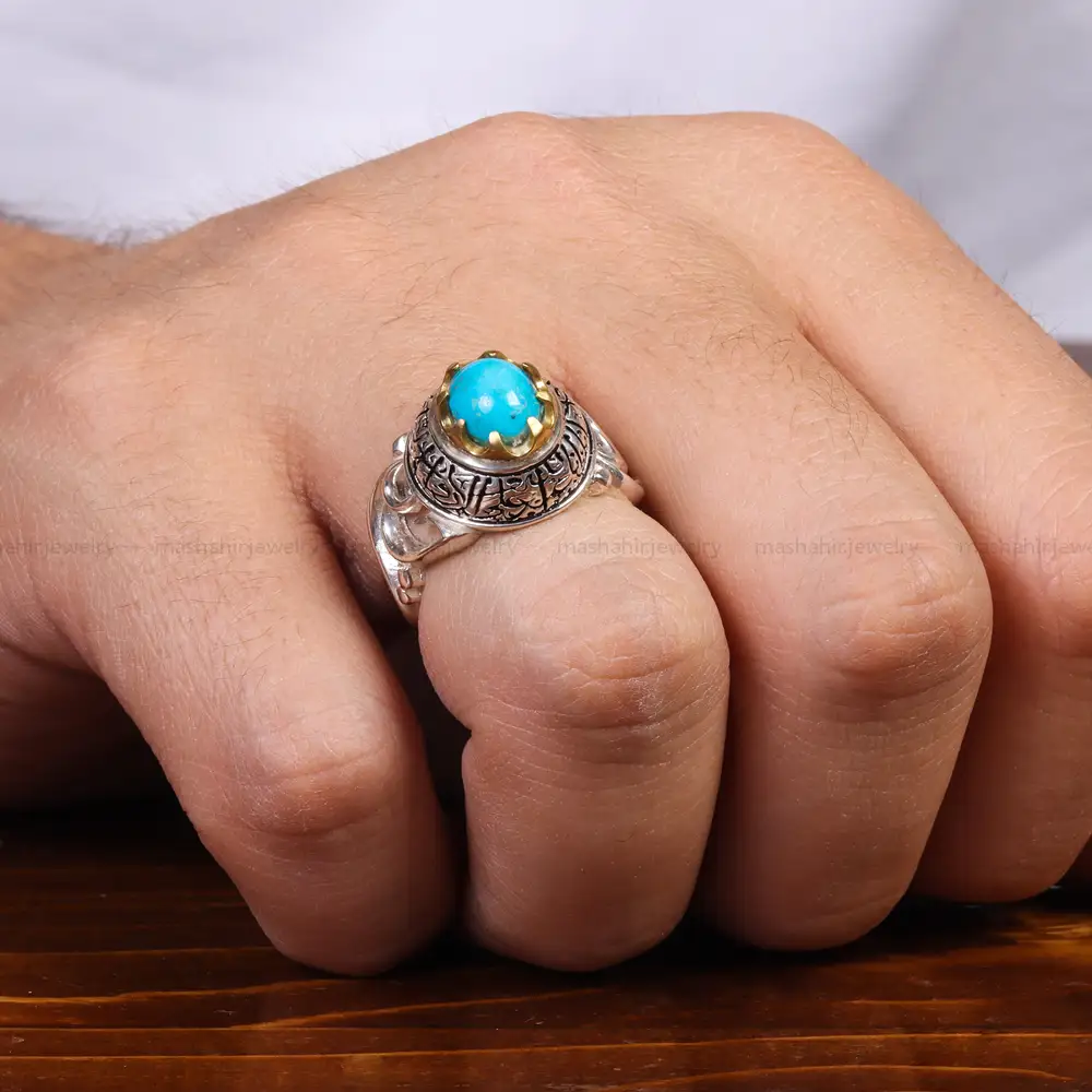 انگشتر فیروزه شجری مردانه کد 25165