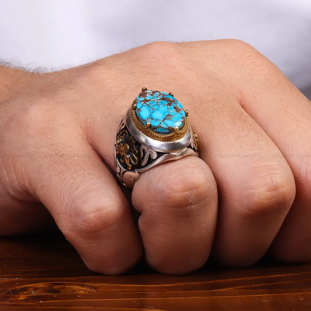 انگشتر فیروزه شجری مردانه کد 25224