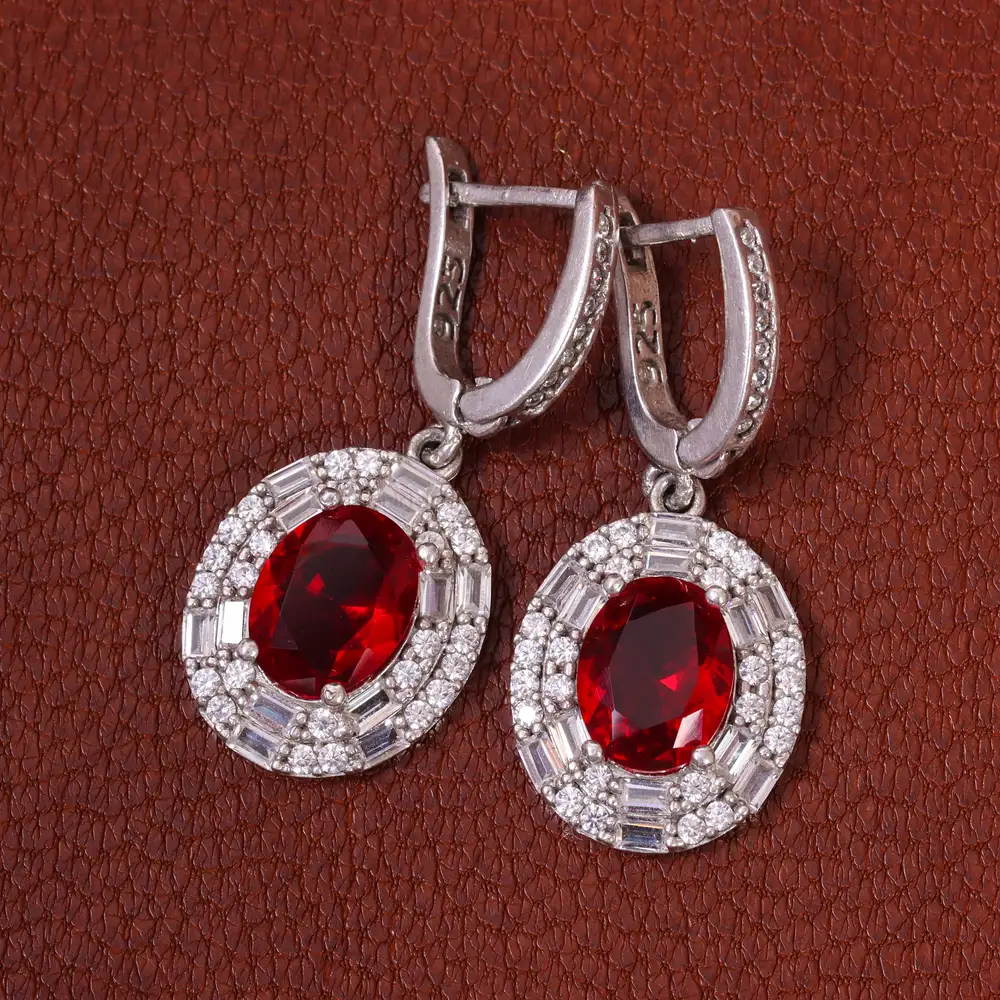 گوشواره طرح یاقوت زنانه کد 25354