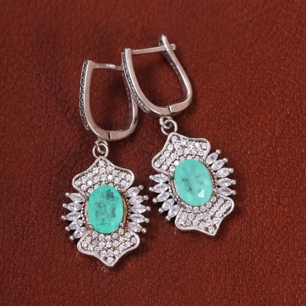 گوشواره طرح زمرد زنانه کد 25358