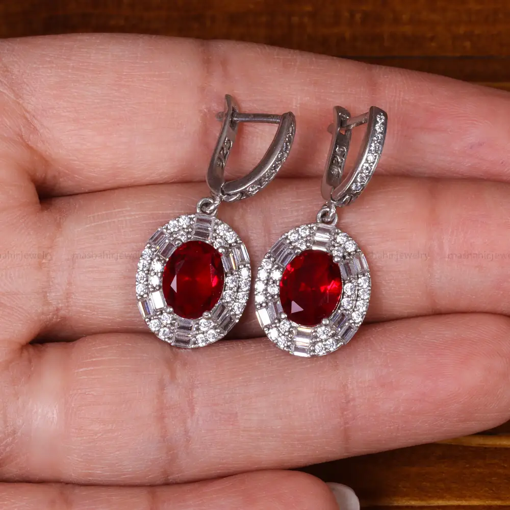 گوشواره طرح یاقوت زنانه کد 25354