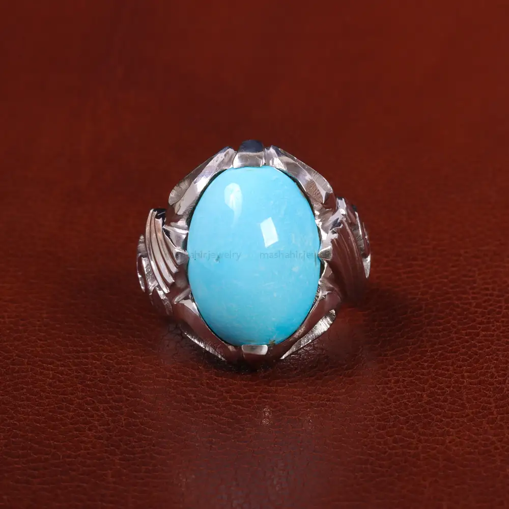 انگشتر فیروزه عجمی مردانه کد 25558