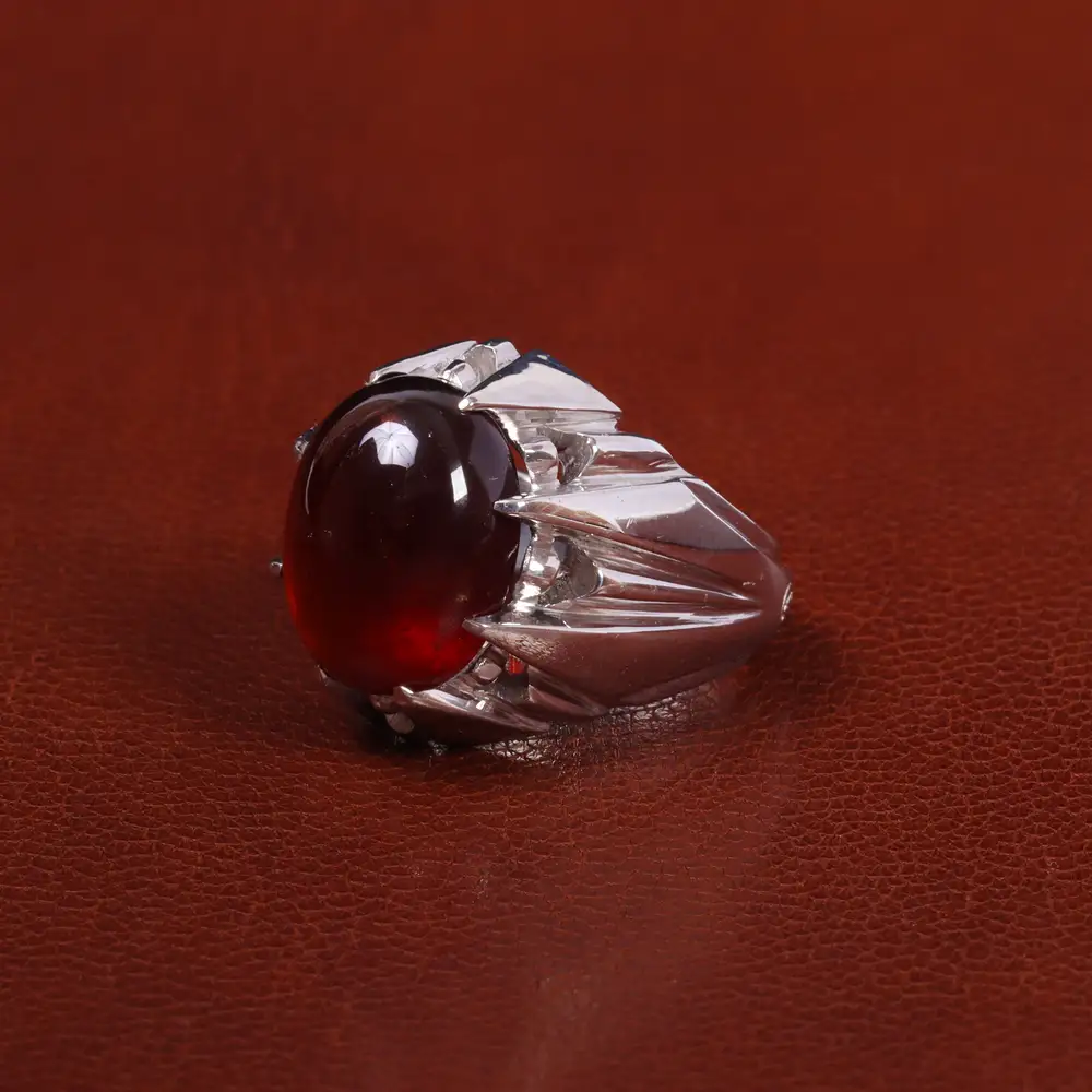 انگشتر گارنت مردانه کد 25491