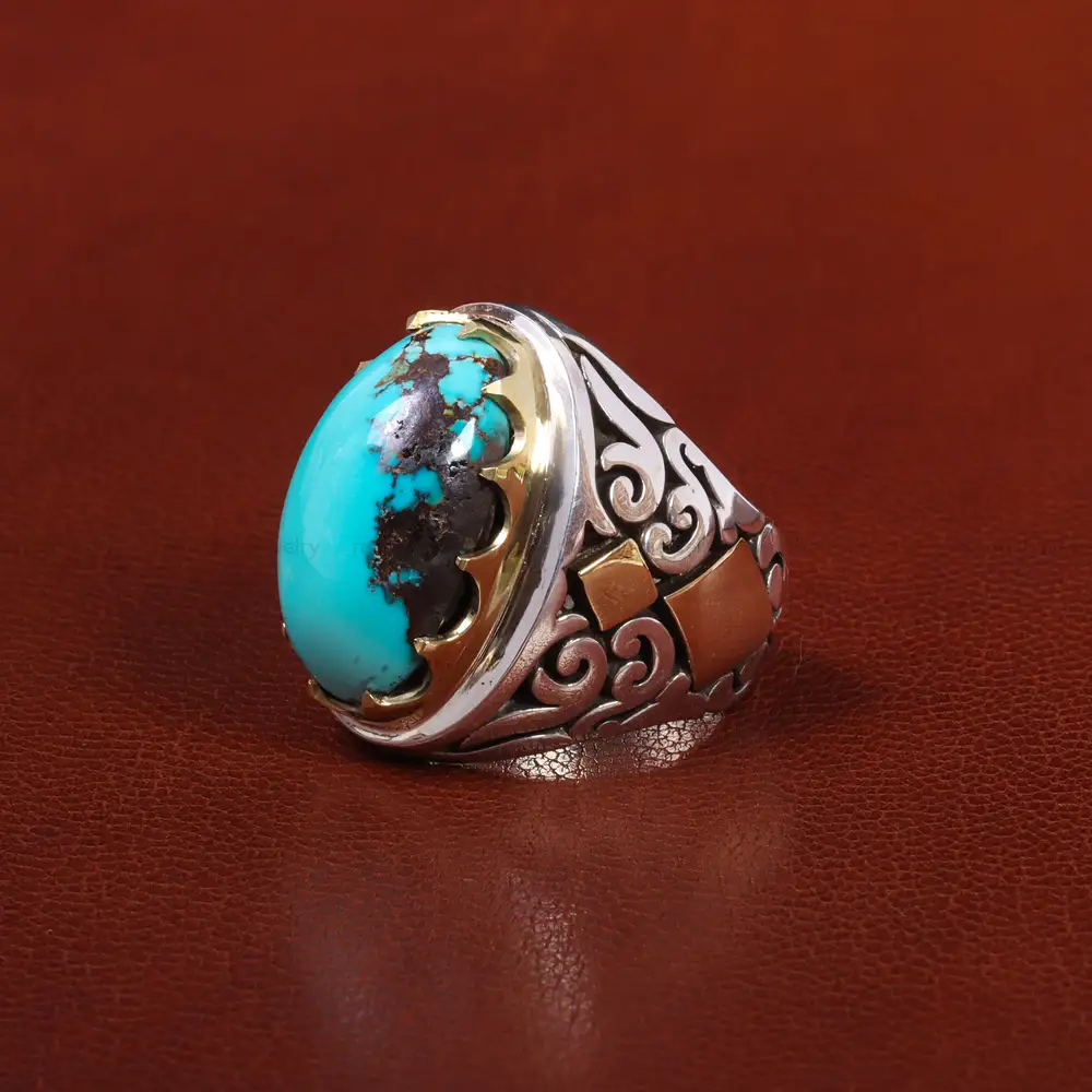 انگشتر فیروزه شجری مردانه کد 25575
