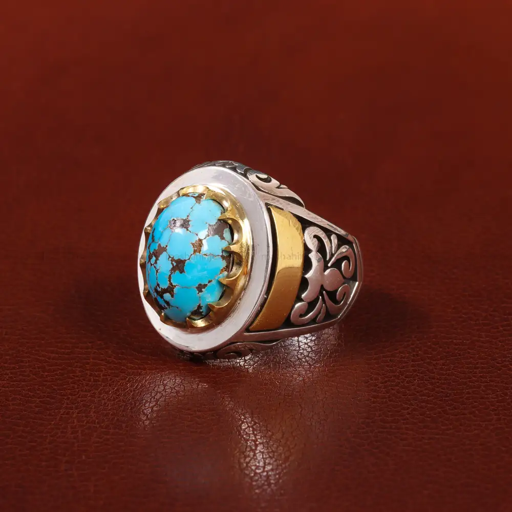 انگشتر فیروزه شجری مردانه کد 25683