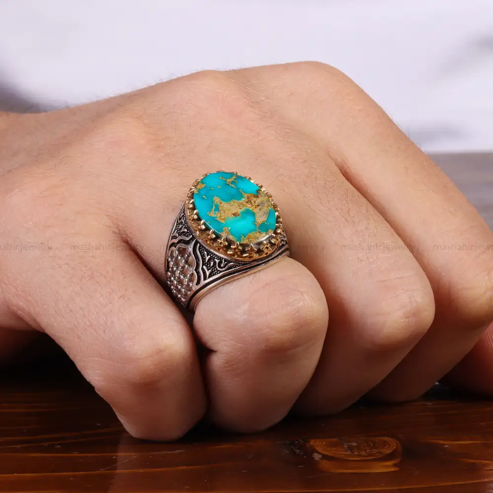 انگشتر فیروزه شجری مردانه کد 25762