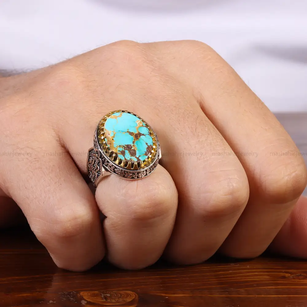 انگشتر فیروزه شجری مردانه کد 25763