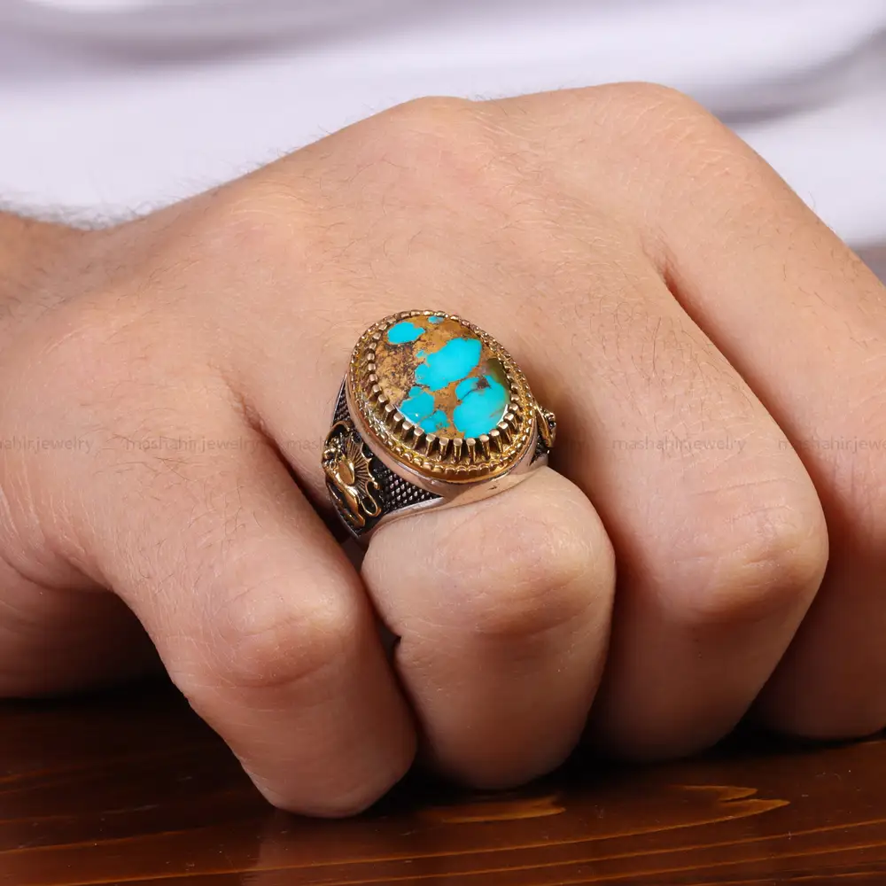 انگشتر فیروزه شجری مردانه کد 25767