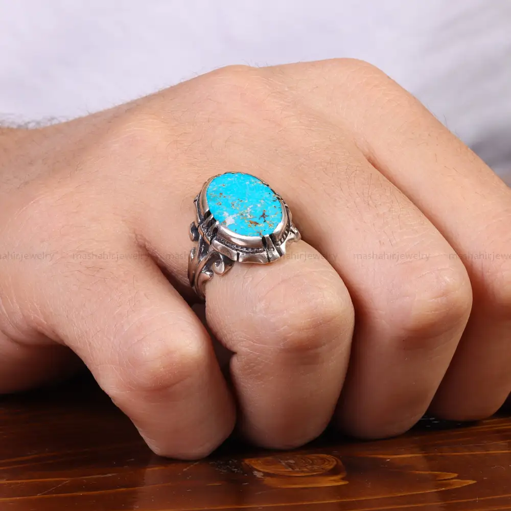 انگشتر فیروزه شجری مردانه کد 25784