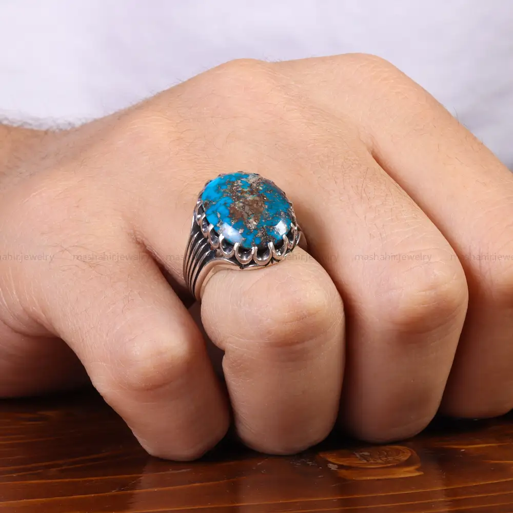 انگشتر فیروزه شجری مردانه کد 25792