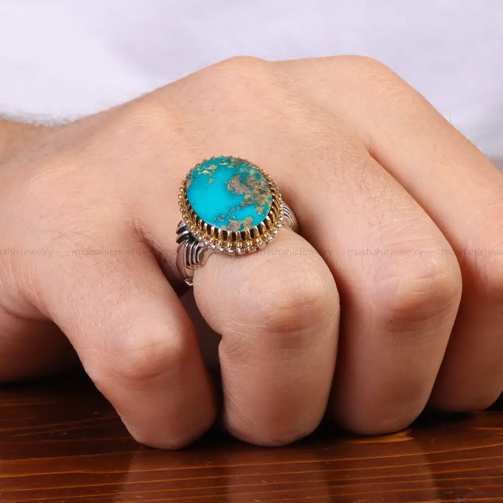 انگشتر فیروزه شجری مردانه کد 25793