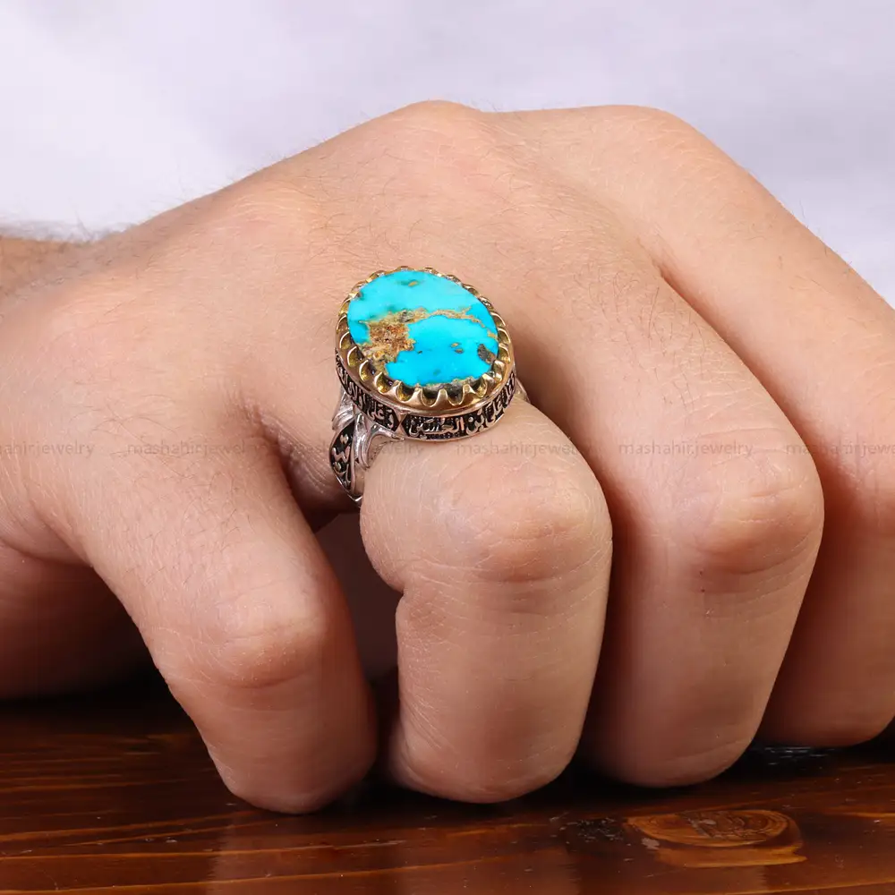 انگشتر فیروزه شجری مردانه کد 25800