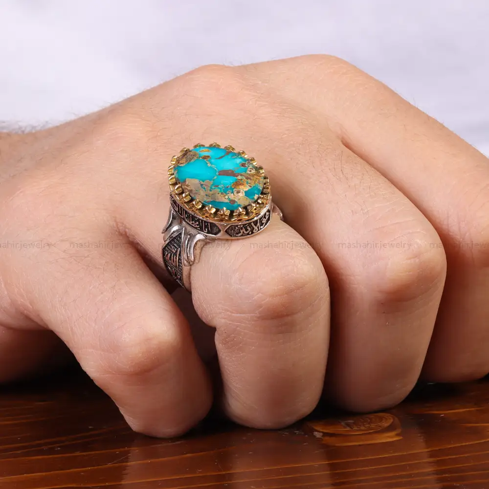 انگشتر فیروزه شجری مردانه کد 25801
