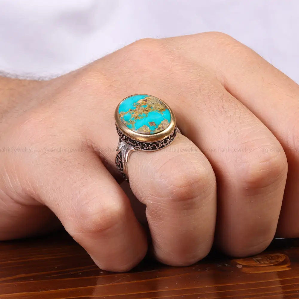 انگشتر فیروزه شجری مردانه کد 25804