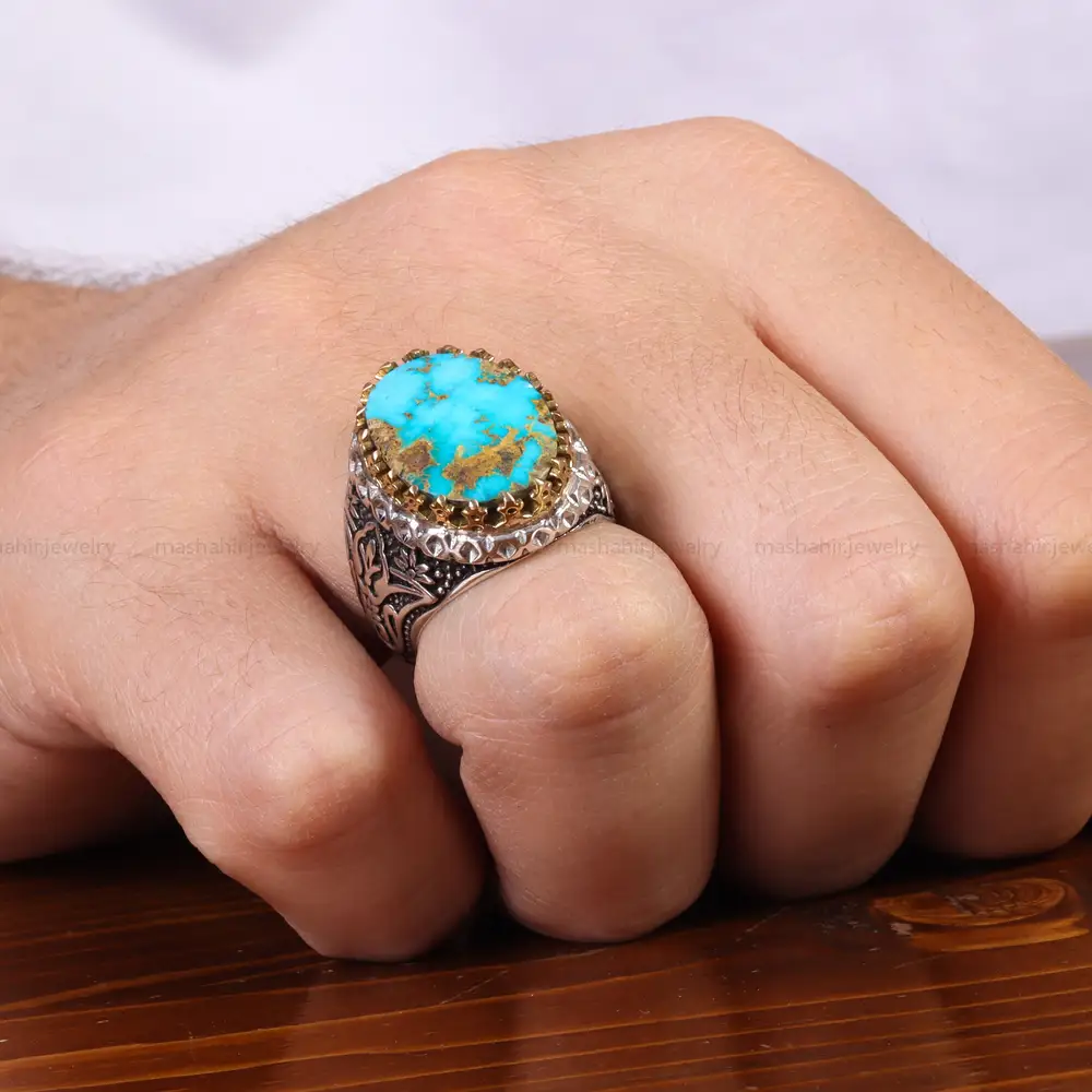 انگشتر فیروزه شجری مردانه کد 25805