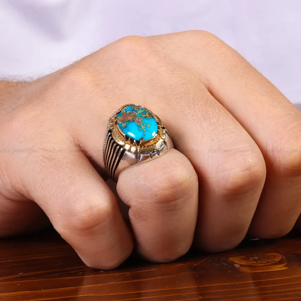 انگشتر فیروزه شجری مردانه کد 25807