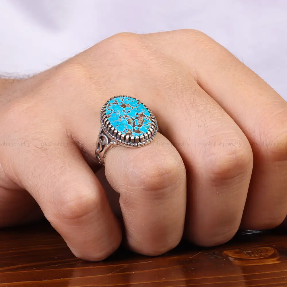 انگشتر فیروزه شجری مردانه کد 25808