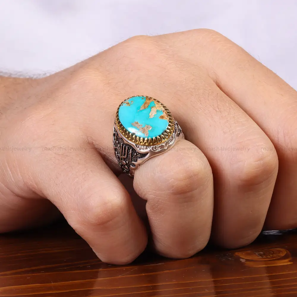 انگشتر فیروزه شجری مردانه کد 25811