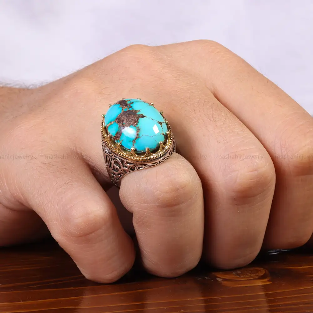 انگشتر فیروزه شجری مردانه کد 25812