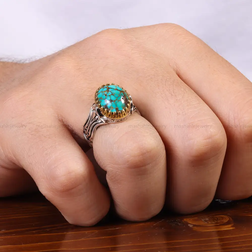 انگشتر فیروزه شجری مردانه کد 25814