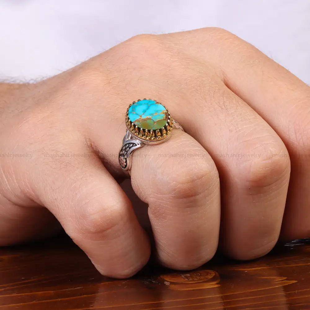 انگشتر فیروزه شجری مردانه کد 25822