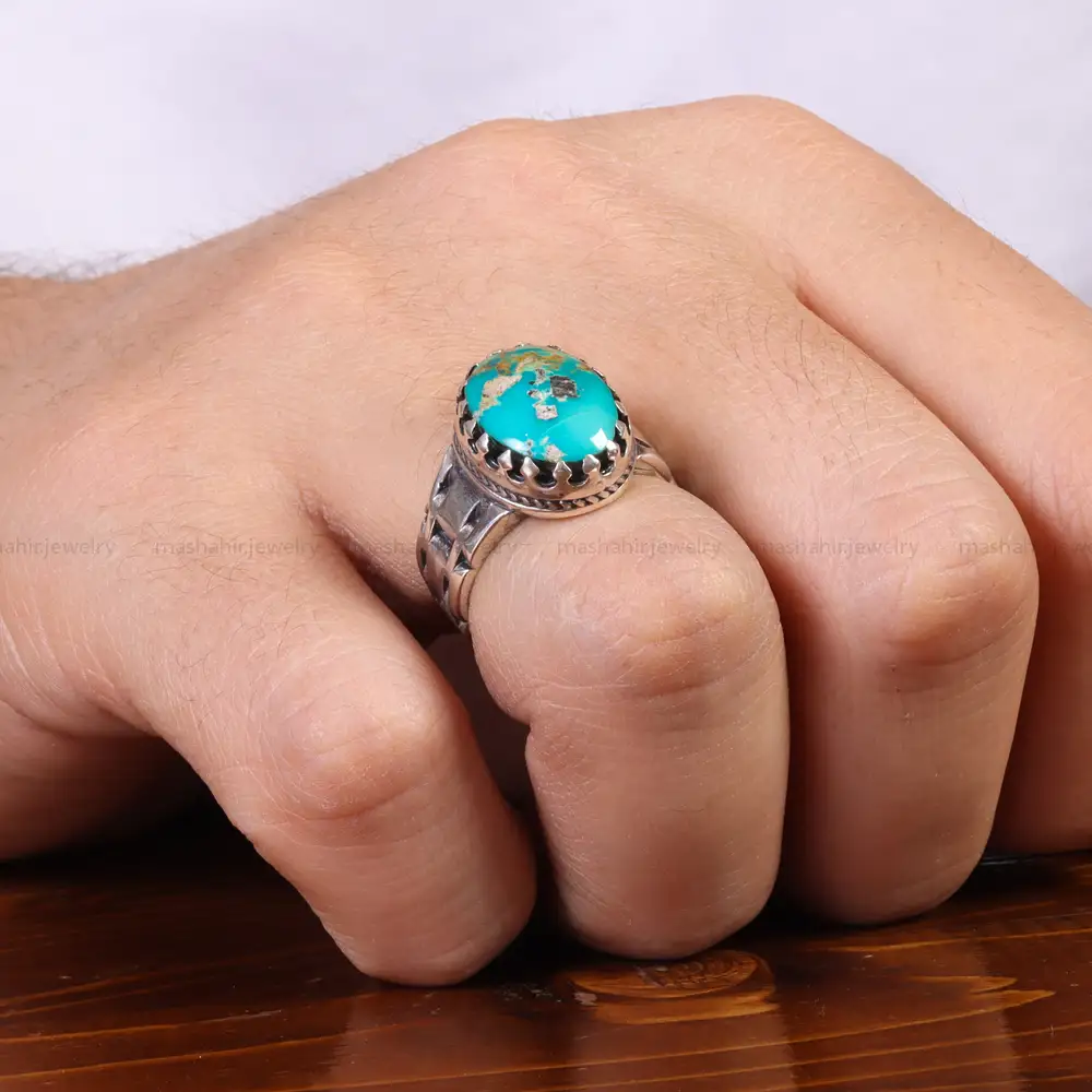 انگشتر فیروزه شجری مردانه کد 25823