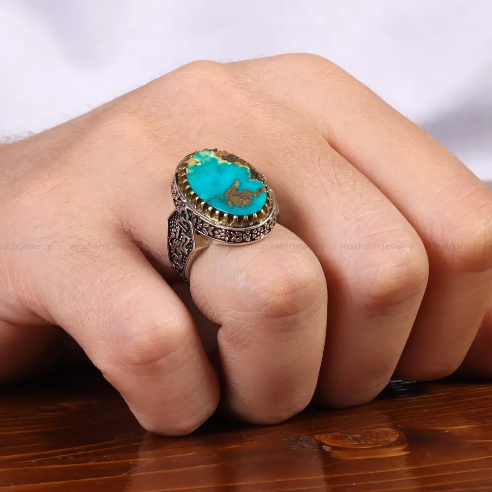 انگشتر فیروزه شجری مردانه کد 25829