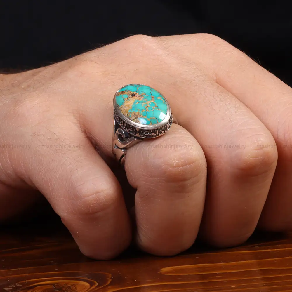 انگشتر فیروزه شجری مردانه کد 25972