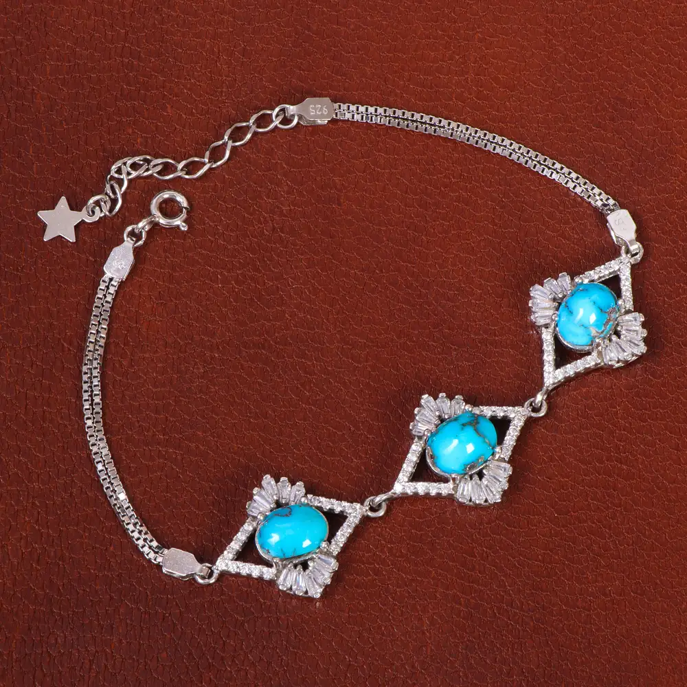 دستبند فیروزه زنانه کد 26828