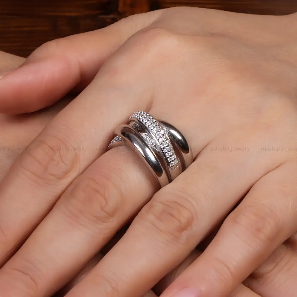 حلقه نقره زنانه طرح جواهر کد 27013