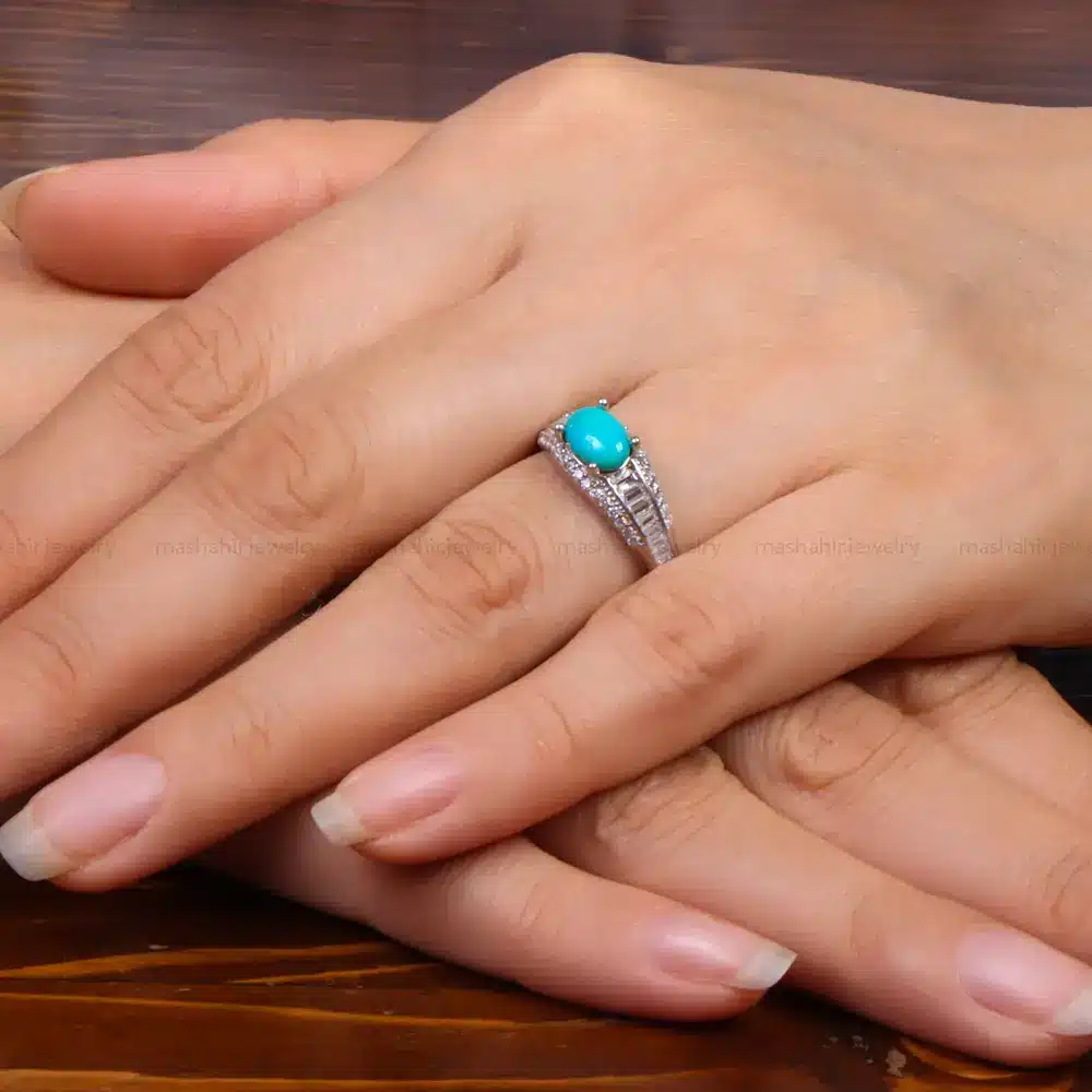 انگشتر فیروزه عجمی زنانه کد 27741