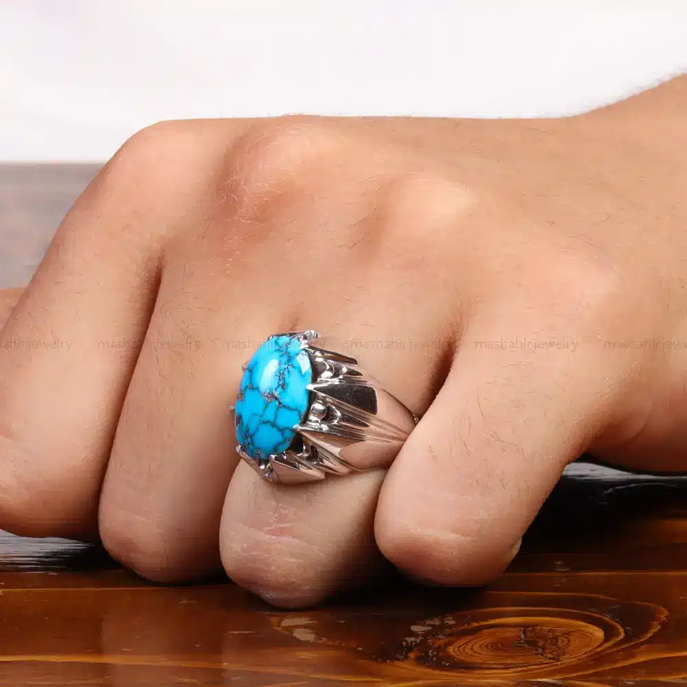 انگشتر فیروزه شجری مردانه کد 27508