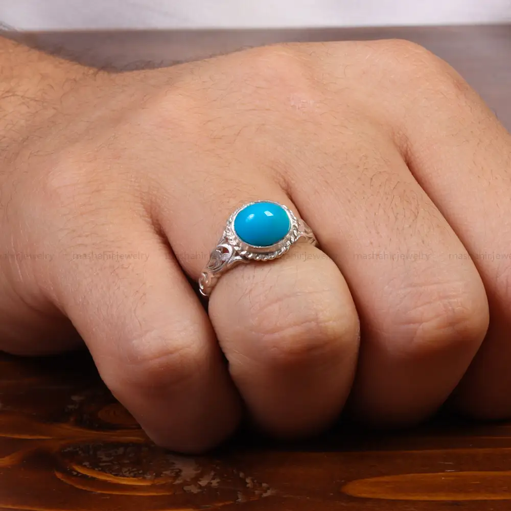 انگشتر فیروزه عجمی مردانه کد 27993