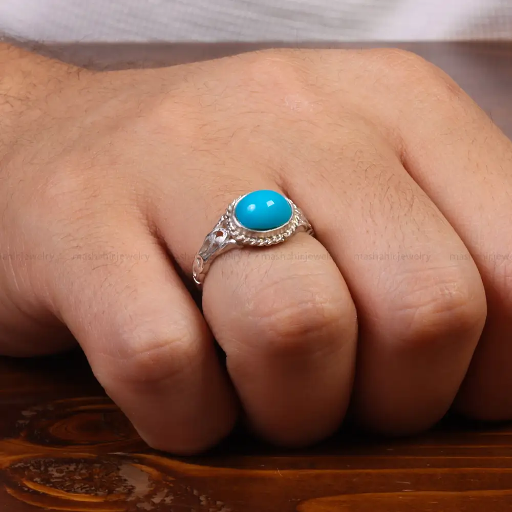 انگشتر فیروزه عجمی مردانه کد 27998