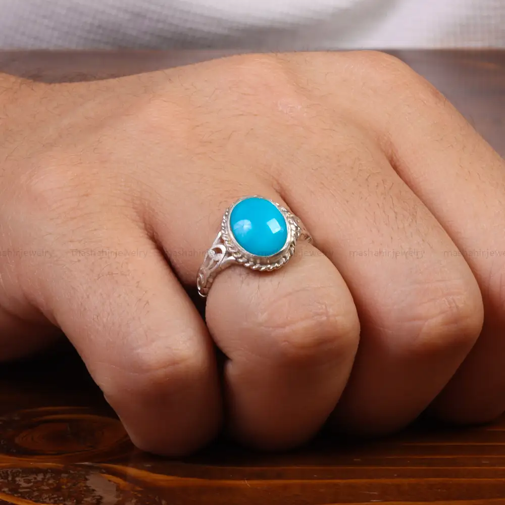 انگشتر فیروزه عجمی مردانه کد 28001