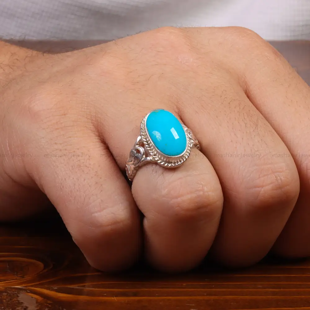 انگشتر فیروزه عجمی مردانه کد 28003