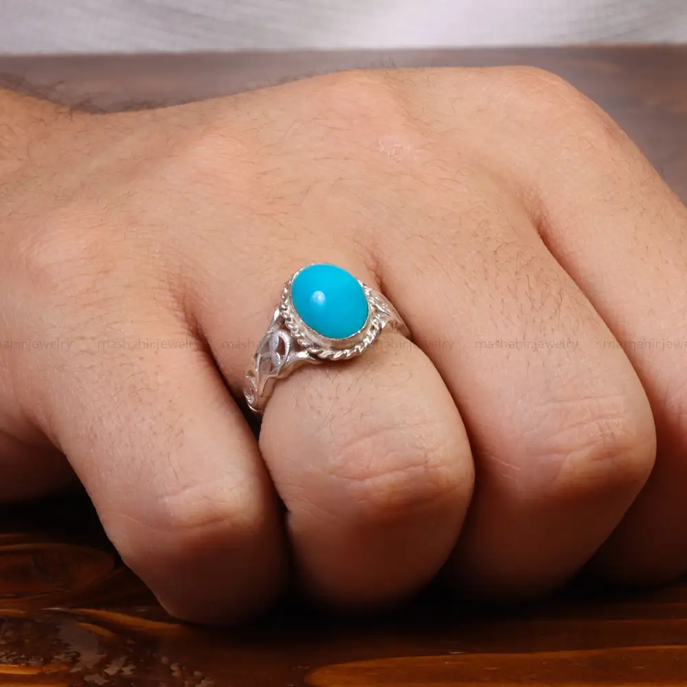 انگشتر فیروزه عجمی مردانه کد 28004