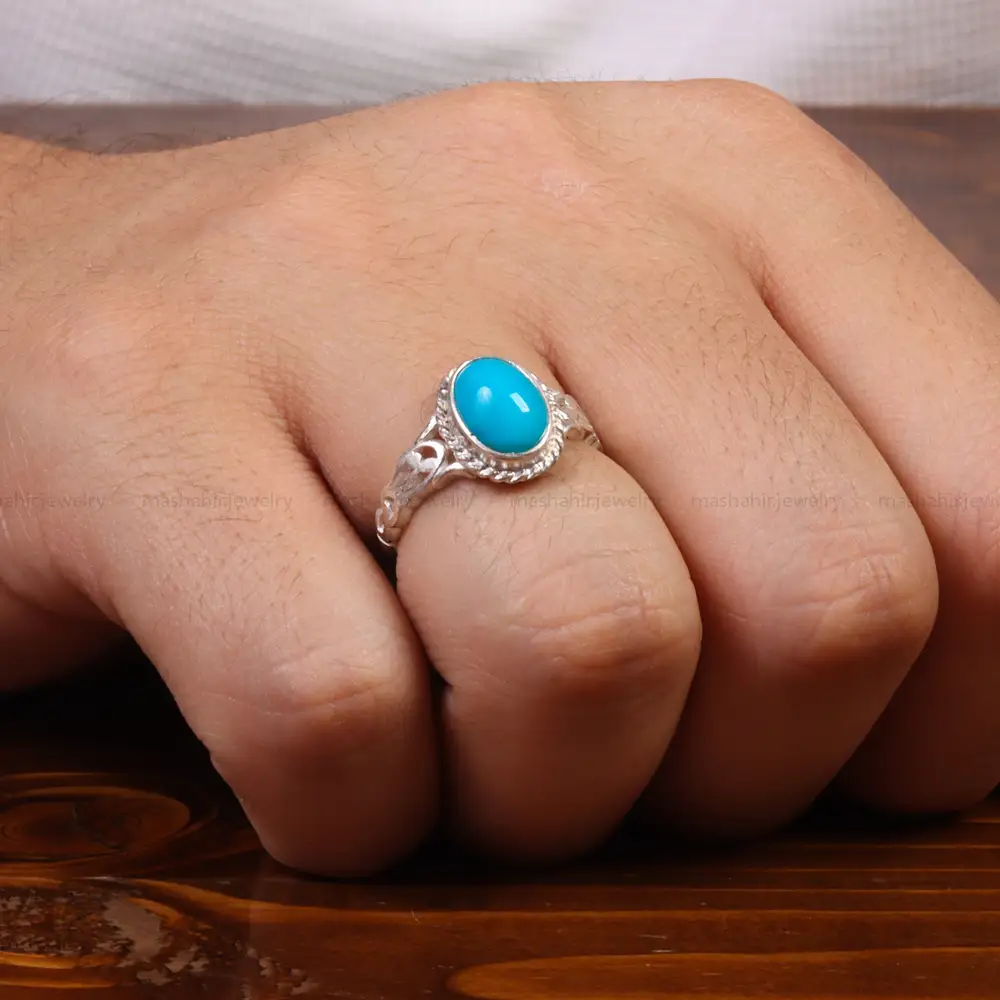 انگشتر فیروزه عجمی مردانه کد 28006