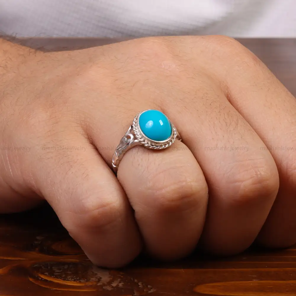 انگشتر فیروزه عجمی مردانه کد 28008
