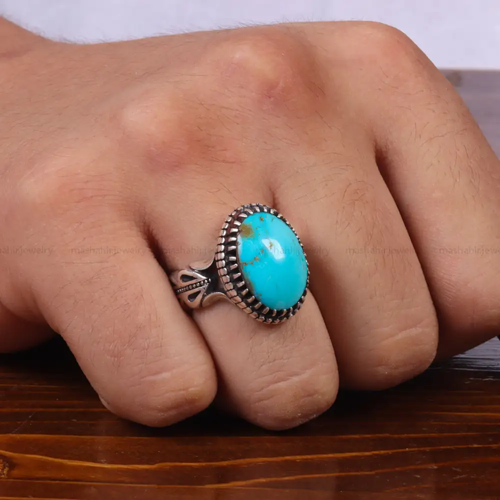 انگشتر فیروزه شجری مردانه کد 28779
