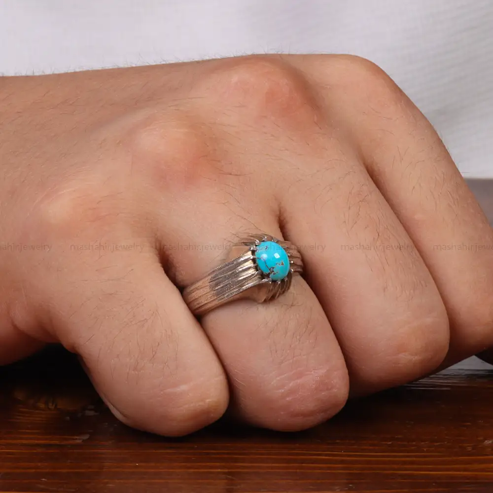 انگشتر فیروزه شجری مردانه کد 28850