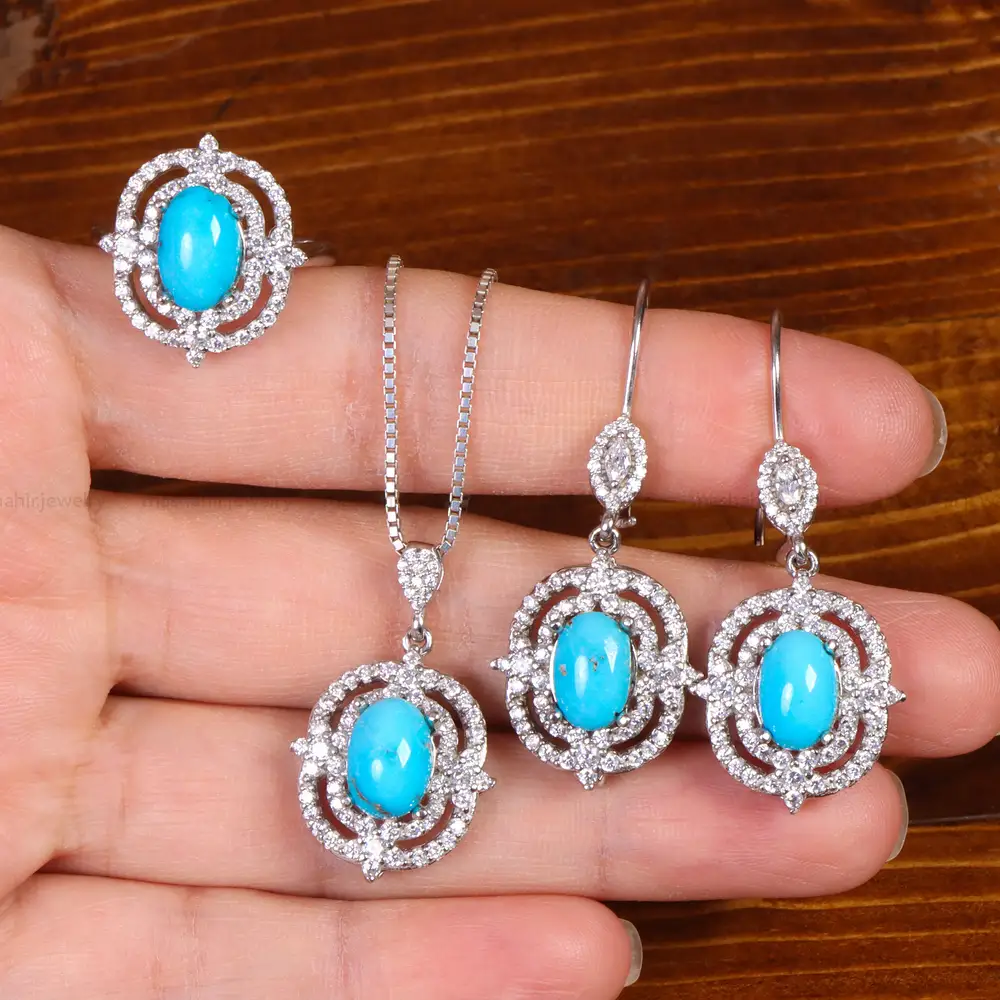 نیم ست فیروزه زنانه کد 30252