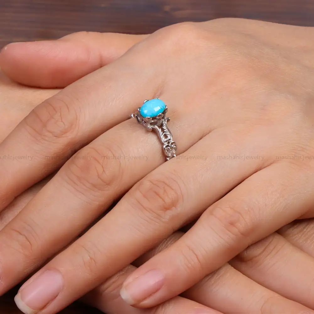 انگشتر فیروزه عجمی زنانه کد 30323