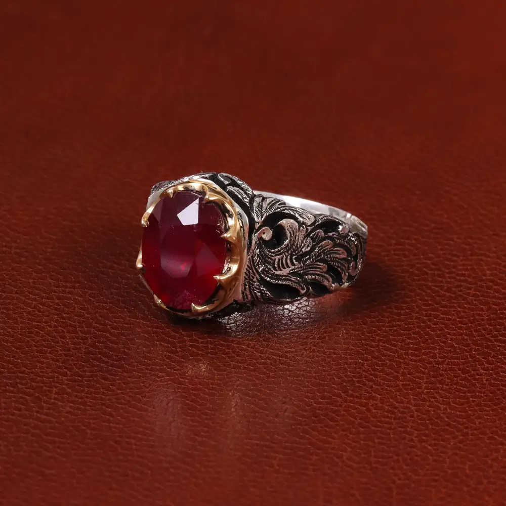 انگشتر یاقوت سرخ مردانه کد 30762