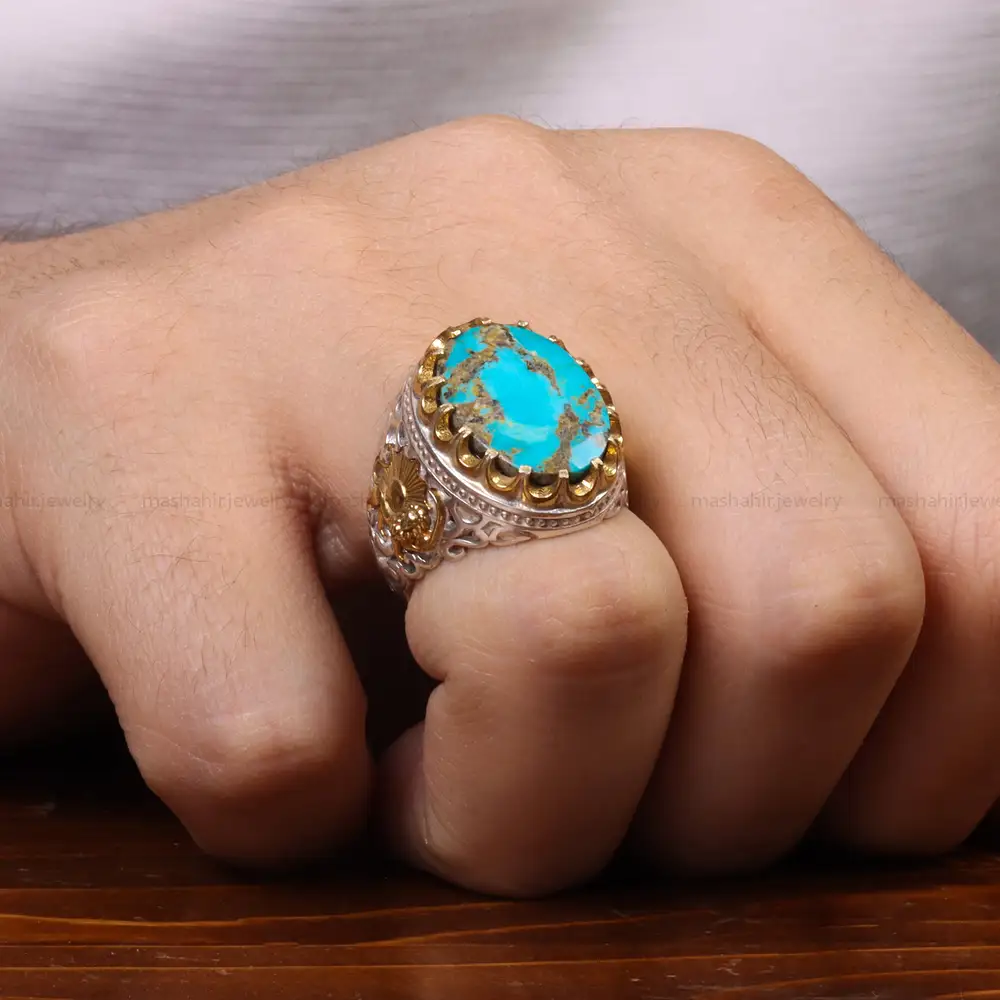 انگشتر فیروزه شجری مردانه کد 30650