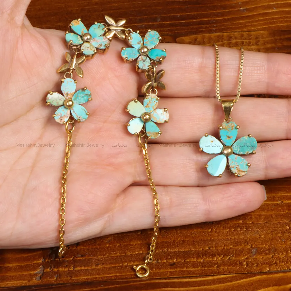 نیم ست فیروزه زنانه کد 31571